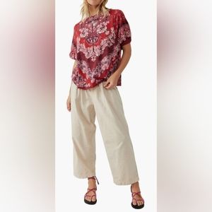NWT🔥$78 Free People Oversized Bella Rosa Luly T-shirt Blouse 😍 Last 1!